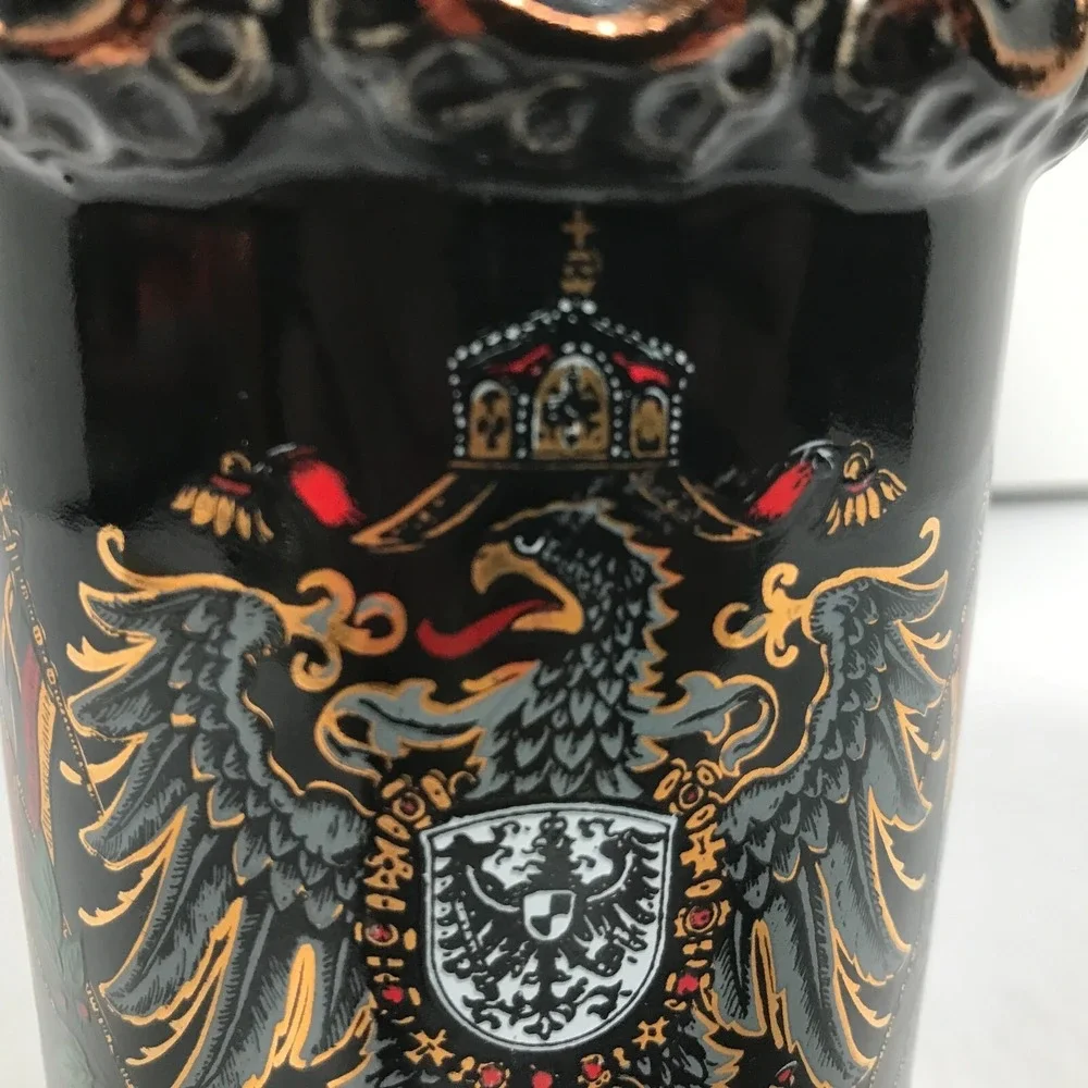 King 10 Deutschland Coat Of Arms Beer Stein 447 1/2 Made In Germany 93% Hanssen